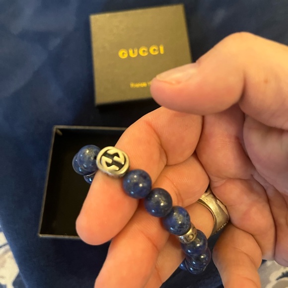 Preowned Gucci Blue Beaded Bracelet 8inches Made in Italy. Authentic with style! - Picture 1 of 7